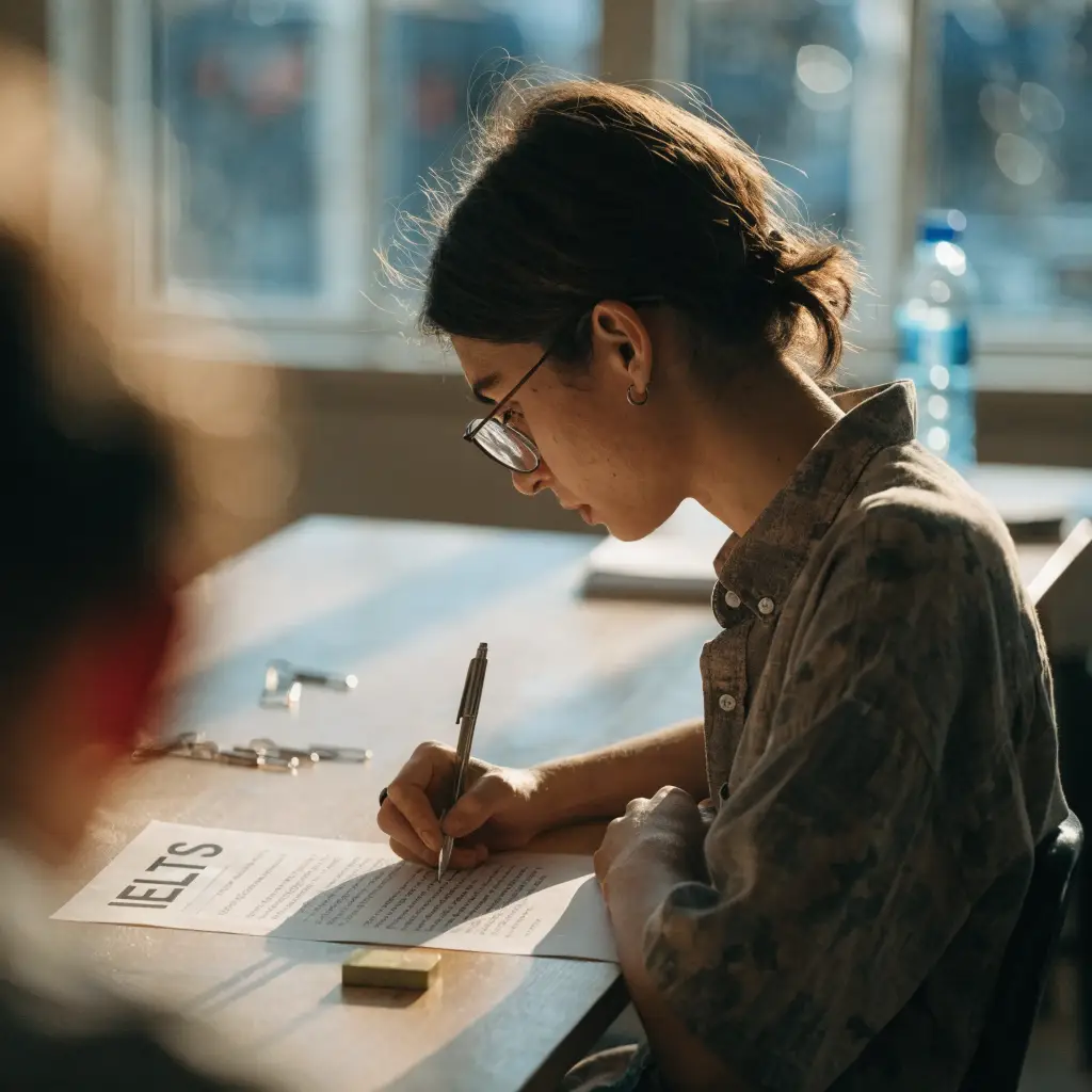 Student studying at a desk