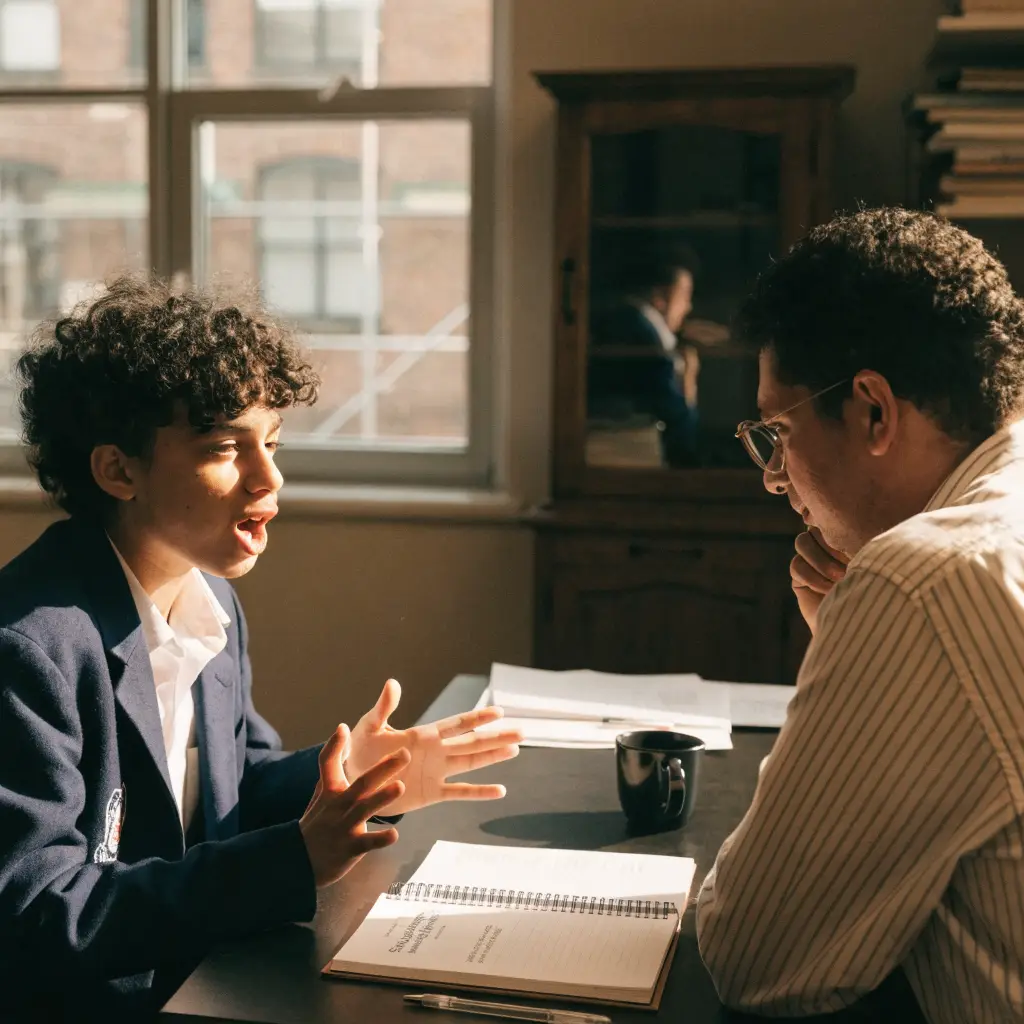Two learners in an IELTS speaking mock test conversation