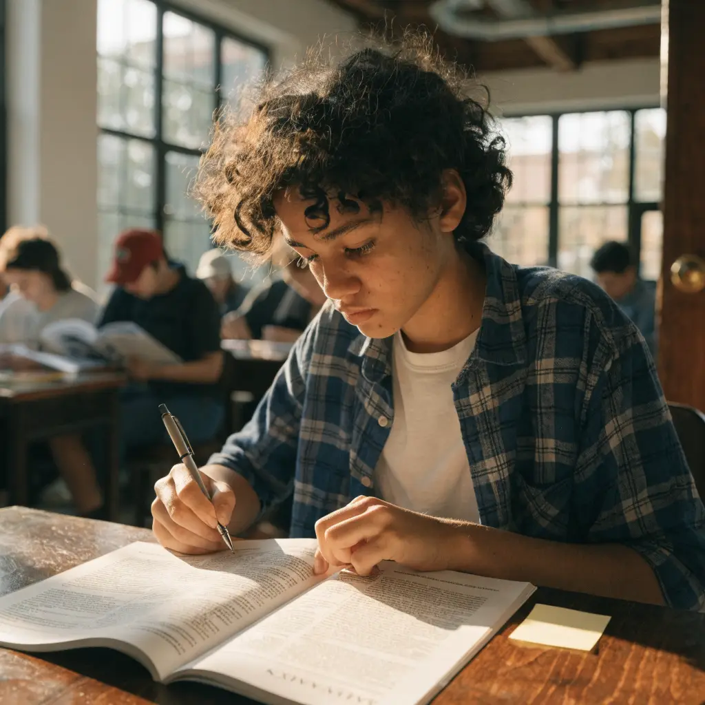 Learners studying in a shared classroom