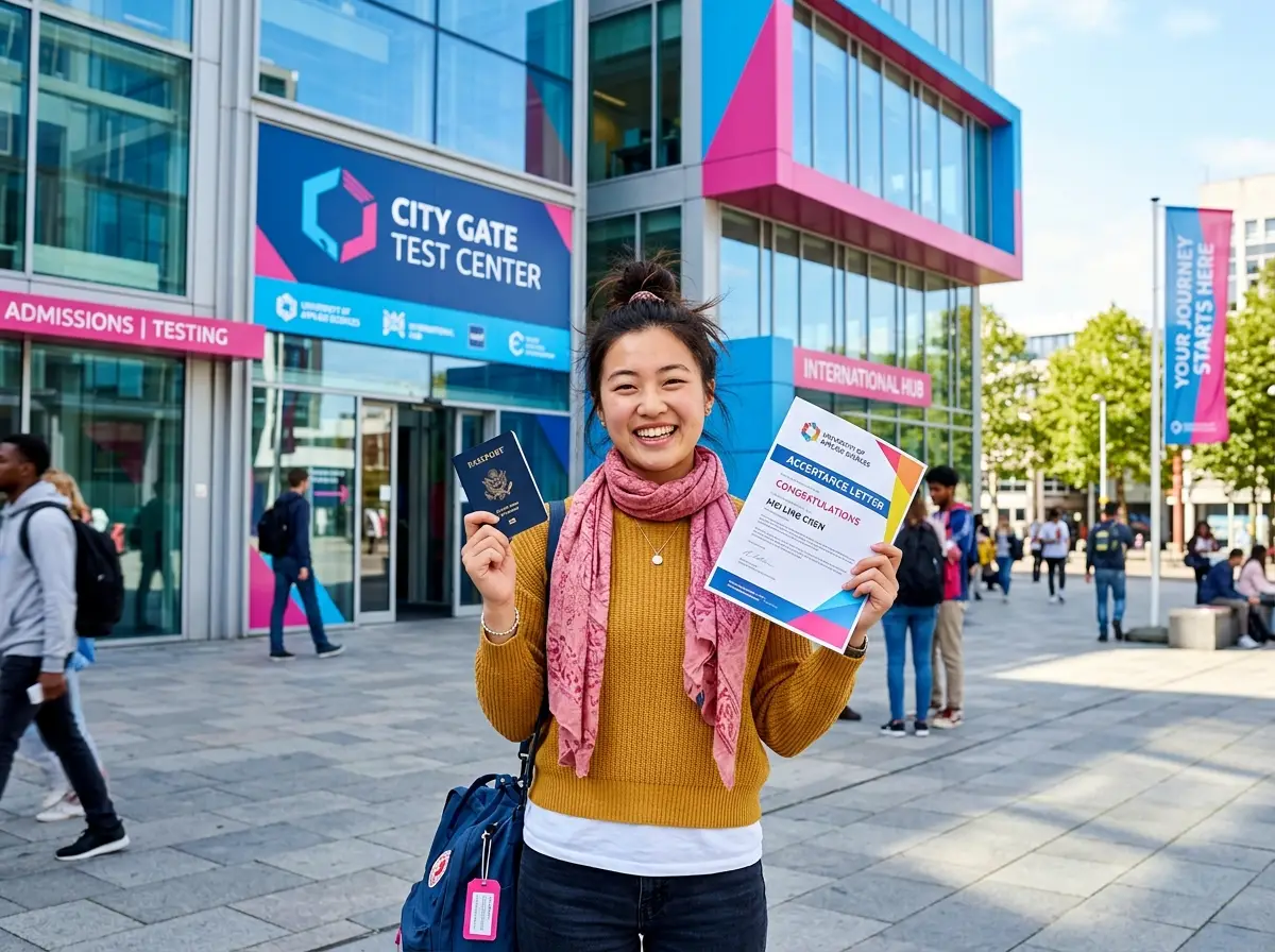 Candidate outside an IELTS test centre